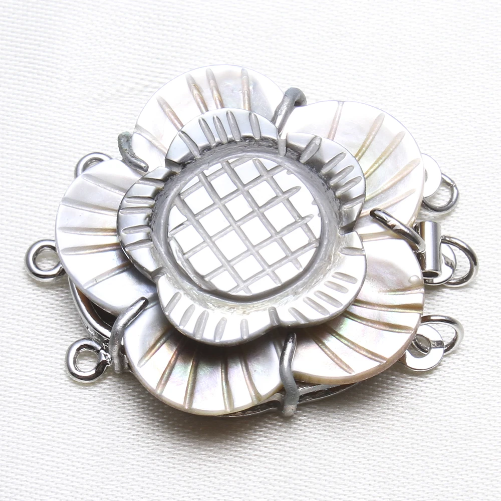 Natural Black Shell Box Clasp New Jewelry Flower Designs Silver color