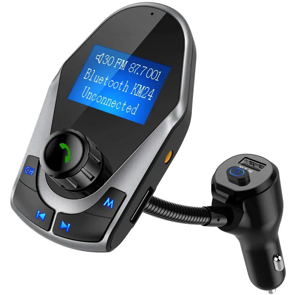 

Nulaxy KM24 FM Transmitter in Car Wireless Bluetooth FM Modulator with TF Card+USB Disk+AUX Play &5V/2.1A Dual USB Port MP3
