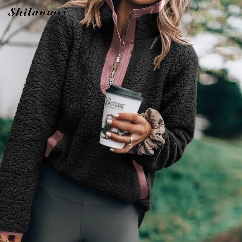 Women Casual Faux Fur Sweatshirts Coat Female 2018 Autumn