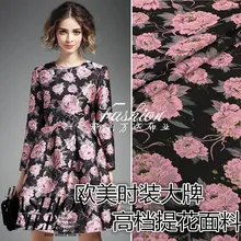 Европа и США Большой элегантный розы жаккард пряжа-окрашенная ткань осень и зима платье пальто Tingbu ткань пользовательские