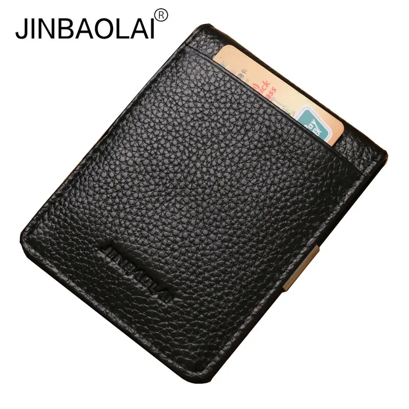 

JINBAOLAI Genuine Leather Men Money Clip Slim Wallet Brand Male Fashion Design Pocket Clip for Moeny Wallets Purses