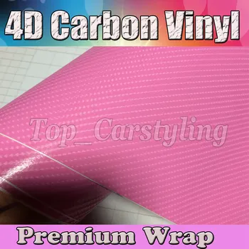 

Diary Pink 4D Carbon FiBER Vinyl Vinyle Wrap With Bubble Free For Car Stickers SELF ADHESIVE PROTWRAPS Size:5ftx98ft/roll