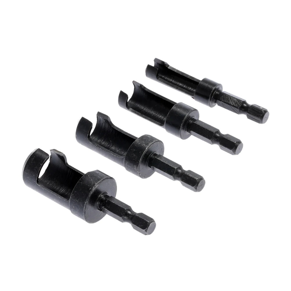 4pcs Plug Cutting Bit Group Power Tool 6/10/13 / 16mm Woodworking Woodworking Wood Cutting Knife Cutting Tool Drill Set