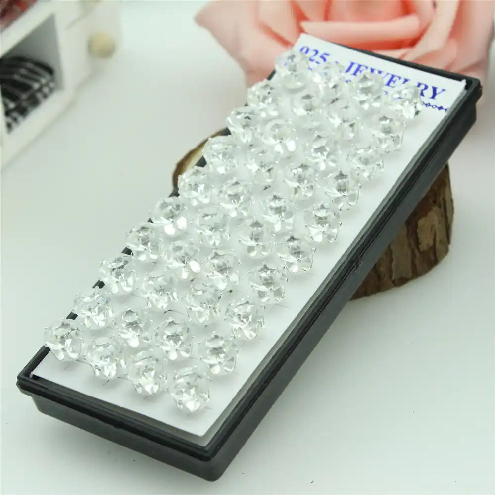 40 шт., серьги из стерлингового серебра 925 пробы, женские серьги с белыми кристаллами, шесть крапанов, циркониевые женские серебряные серьги, ...