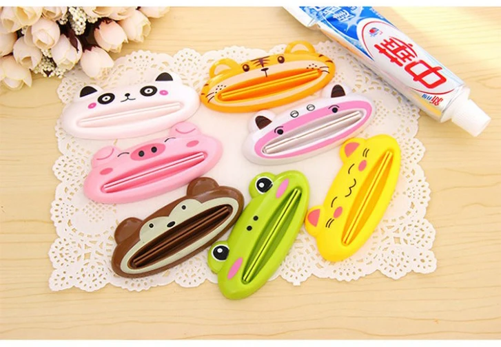 Cartoon Bathroom Dispenser Toothpaste 1pc/lot Lovely Animal Tube Squeezer Easy Squeeze Paste Dispenser Roll Holder 8.8*4cm