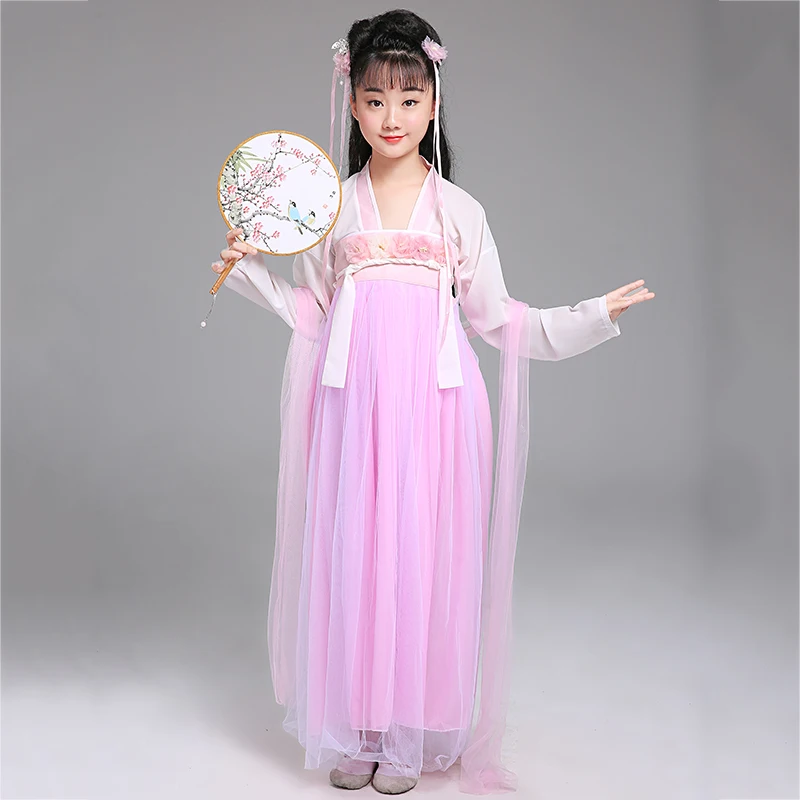 Hanfu сказочное платье детская одежда с длинными рукавами для выступлений