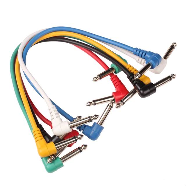 6PCS Guitar Effect Pedal Patch Cable Right Angle Multicolor YS-BUY