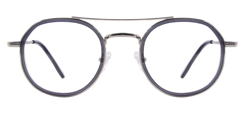 Men Women Round Vintage Eyeglasses Metal Full Rim Double Bridge Spectacles with Spring Hinge For Prescription Lenses