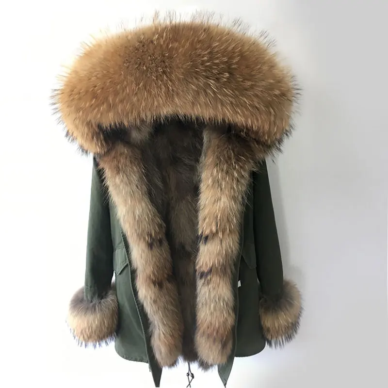 MAOMAOKONG зимняя куртка супер большой медведь меховой воротник настоящий медведь натуральный Лисий мех трава тонкий длинный женский жакет