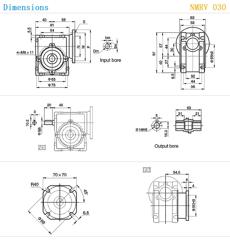 NMRV030 червь Шестерни редуктор Flange-56B14 Скорость соотношение 10 15 20 25 30 40 50 60 80: 1 для асинхронный двигатель один год гарантии