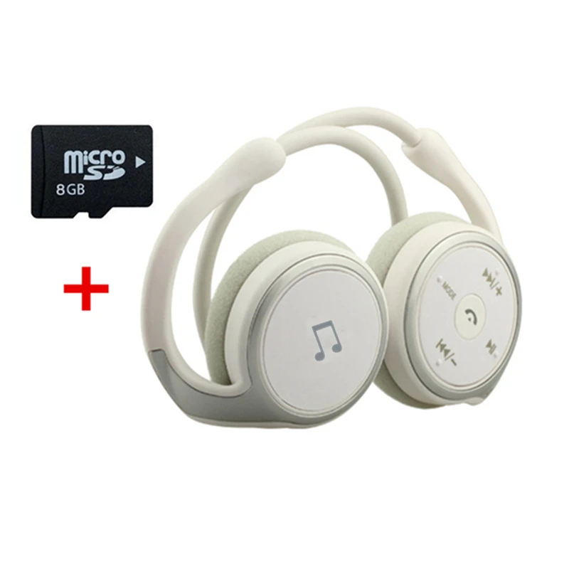 Спортивные наушники Bluetooth Suicen AX-698 Поддержка 32 г карты памяти fm-радио портативный Шейным Беспроводные наушники гарнитуры auriculars - Цвет: white with 8G card