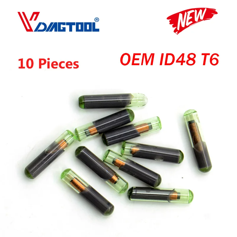 VDIAGTOOL 10x Автомобильный ключ стеклянный транспондер ID48 ID 48 чип T6 крипто