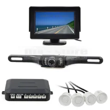 DIYKIT Video Parking Sensor 4.3 Inch Rear View Car Monitor Kit + Parking Radar + IR Night Vision Car Camera Parking Assistance
