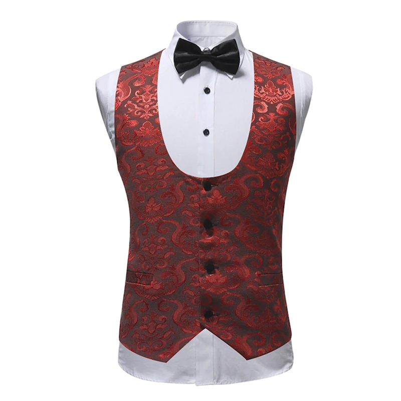 YUNCLOS Burgundy Red Suit Men 2019 Slim Fit Shawl Collar Men Suits For Wedding Fashion Jacquard 3 Piece Prom Suits YUNCLOS Burgundy Red Suit Men 2019 Slim Fit Shawl Collar Men Suits For Wedding Fashion Jacquard 3 Piece Prom Suits
