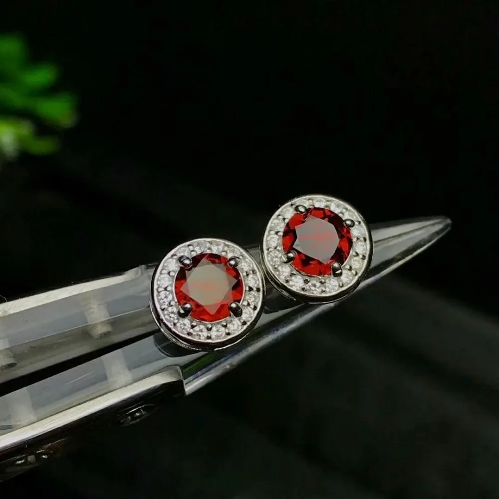 

SHILOVEM 925 sterling silver Natural garnet stud earrings fine Jewelry women wedding women wholesale water drop yhe050501ags