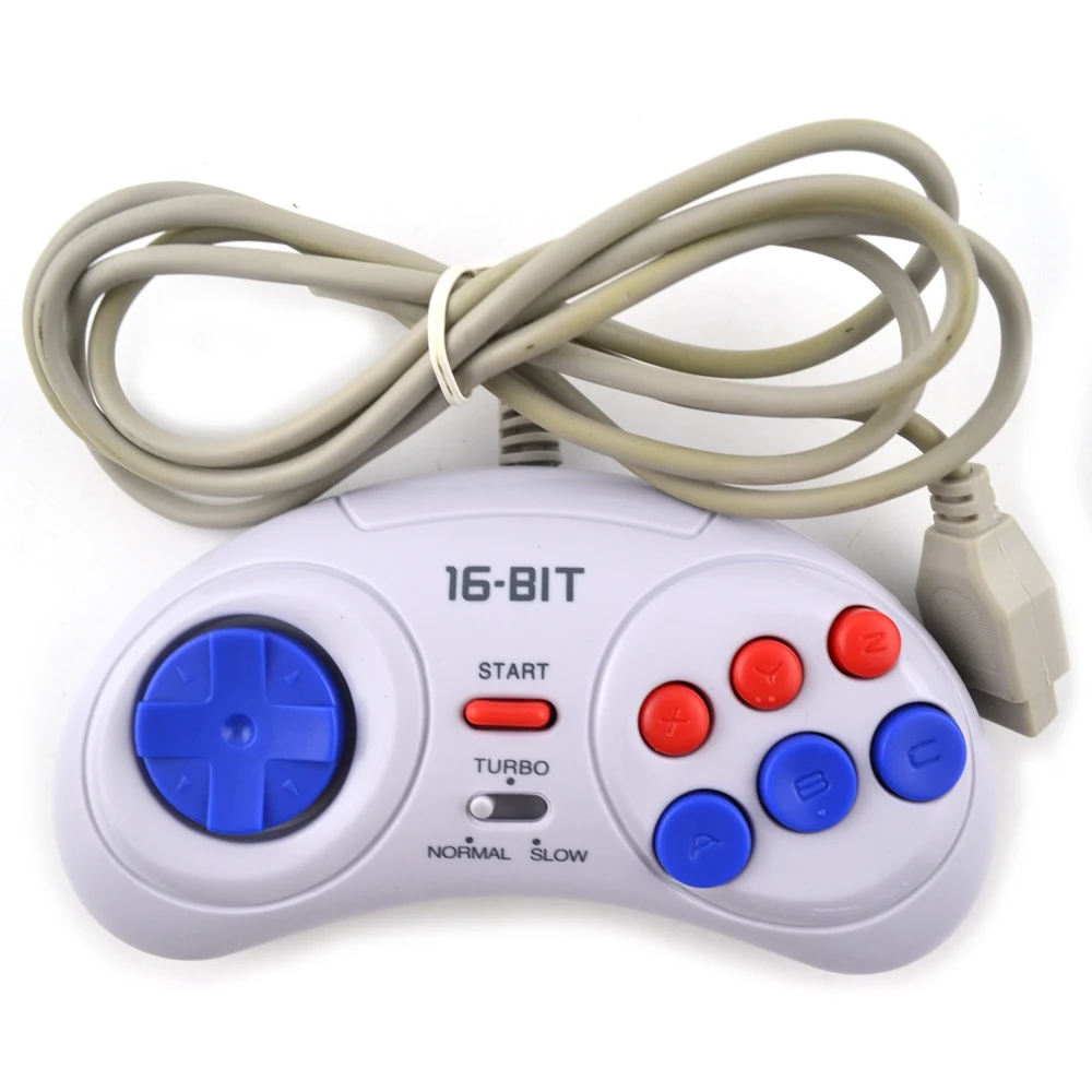 16 бит классический проводной игровой контроллер для SEGA бытие 6 Кнопка геймпад для SEGA Mega режим привода быстро медленно белый