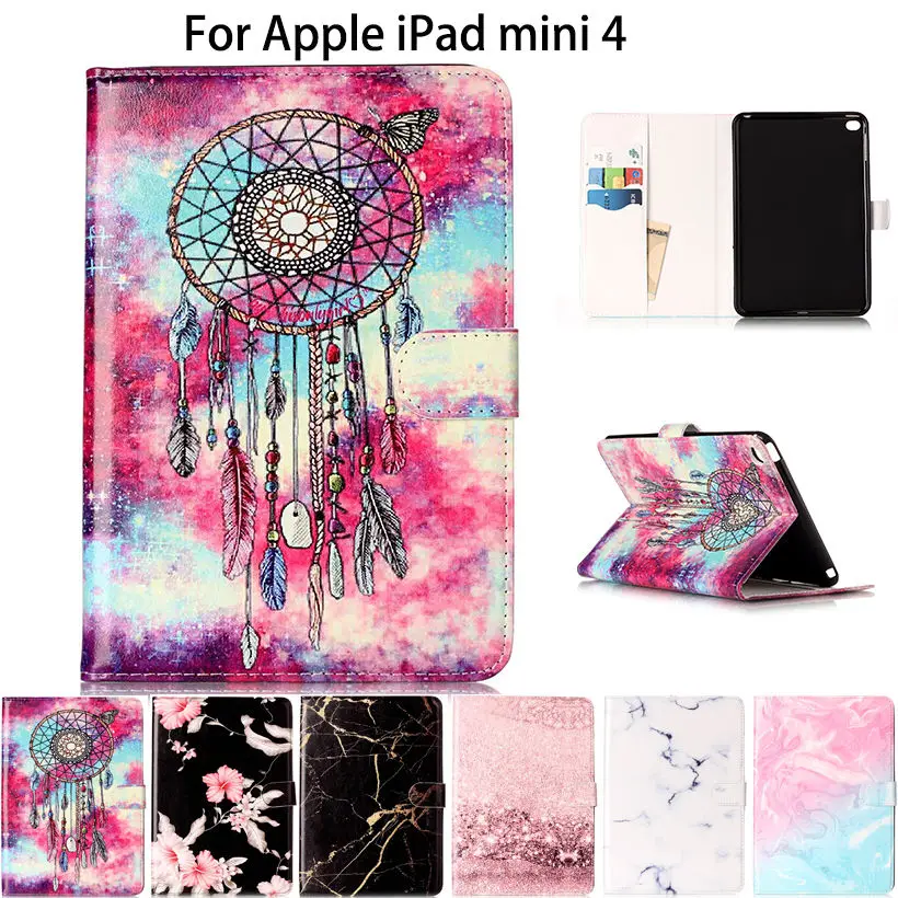 Модный цветочный чехол с мраморным рисунком для Apple iPad mini 4 mini4 чехлы планшетов из