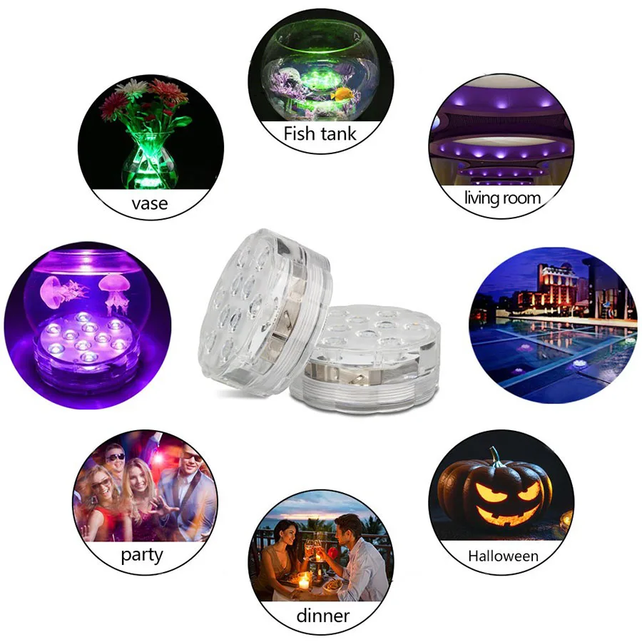 IP68 Waterproof Multi Color Submersible LED Lights Underwater Night Lamp Tea Light Vase Bowl Party Wedding Christmas Decoration lumitec underwater lights