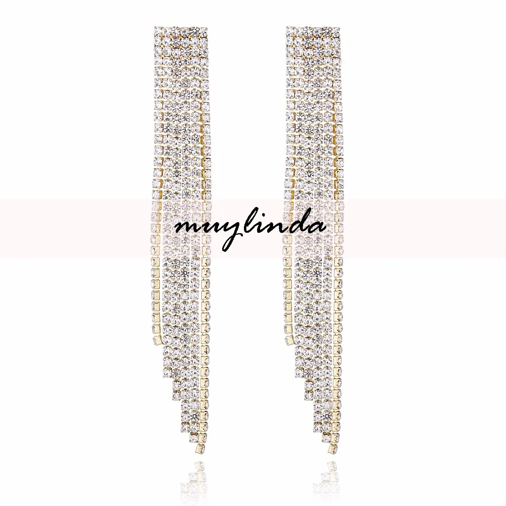 Muylinda Rhinestone кисточкой серьги Свадебные падение хрустальные серьги Свадебные украшения себе аксессуары для серег для Для женщин