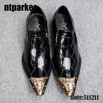 

ntparker British Style mens shoes high Increased italian dress shoes patent genuine leather wedding dance shoes for men, EU38-46