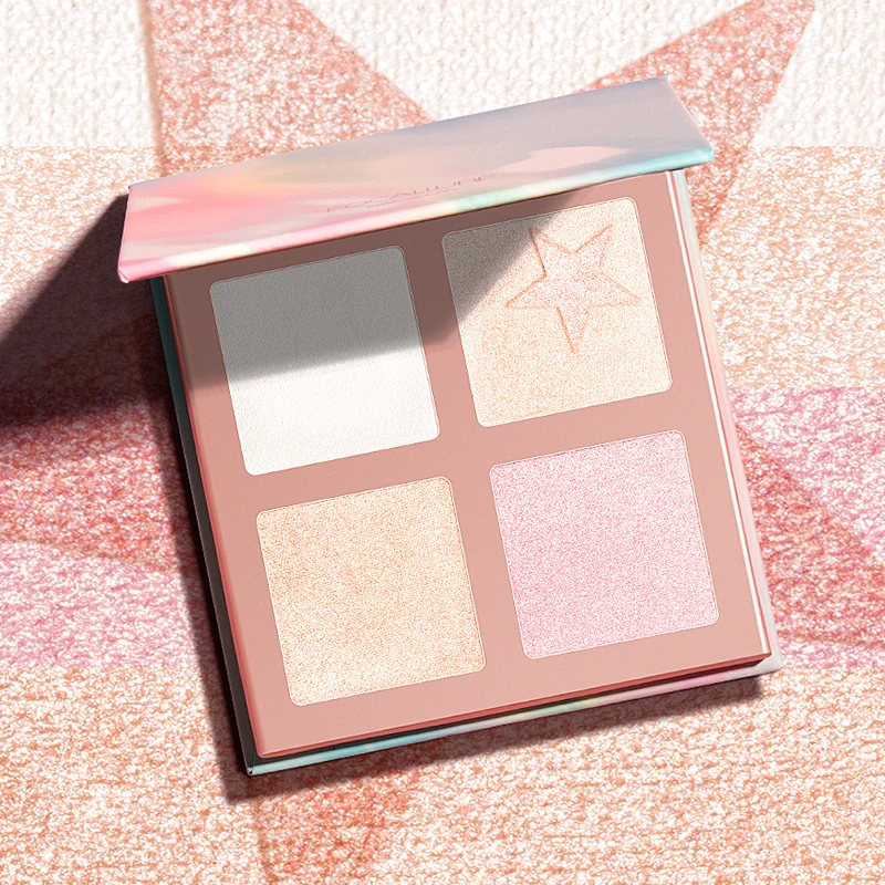 

FOCALLURE 5 Colors Highlighters Palette High Pigment Shimmering Creamy Powder Light Yellow Professional Illuminator Face Makeup