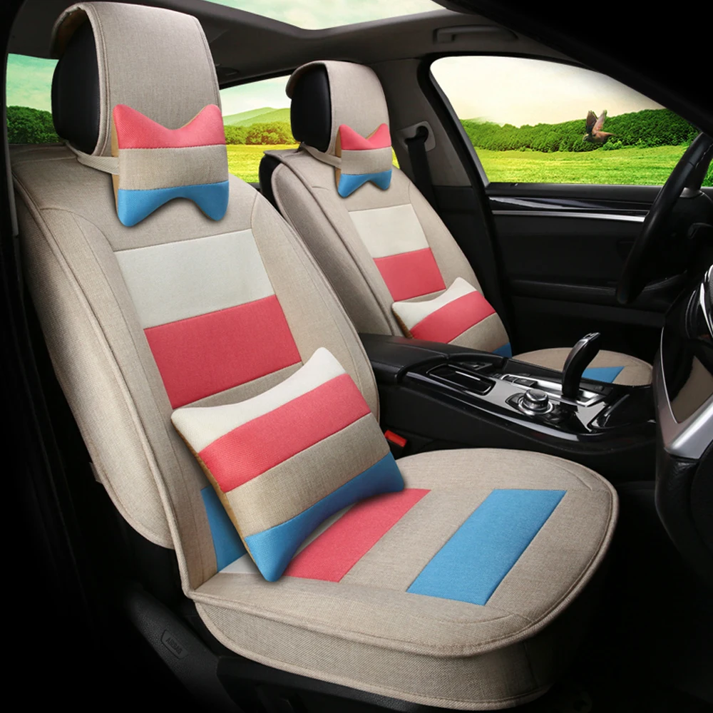 Buy 11PCS Linen Fabric Car Seat Cover Universal Luxury