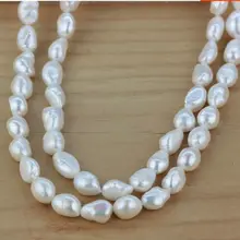 Один stradn 9-10 мм пресноводные белый барокко жемчужное ожерелье 40 дюймов