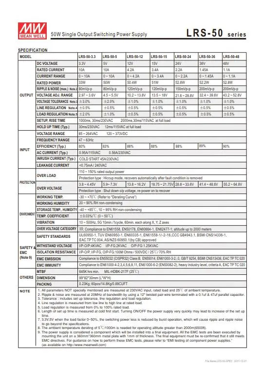 Бренд MEAN WELL представляет LRS-35 50 75 100 W 3,3 V 5V 12V 15V 24V 36V 48 V meanwell LRS-100 3,3 до 5 лет, 12 предметов в упаковке 15 24 36 48 V 100 W импульсный источник Питание