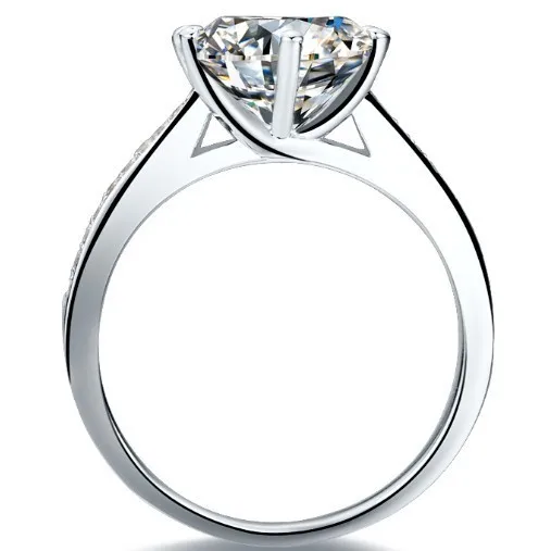 Dossy Jewelry 3Ct одобрение блестящее взаимодействие синтетических алмазов Свадебная вечеринка юбилей кольцо для женщин 925 пробы серебро