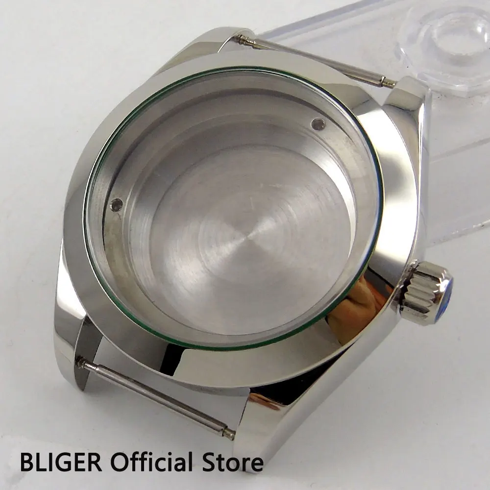 

40mm BLIGER silver luxury stainless steel polished watch case fit ETA 2824 2836 movement for men's watch