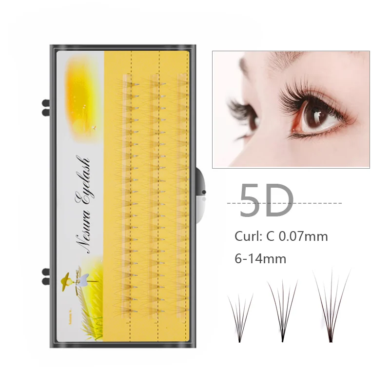 

8-14mm Volume 5 D Eyelash Extensions 0.07 0.10 Thickness Eyelashes Individual Lashes Fans Lash Natural Style