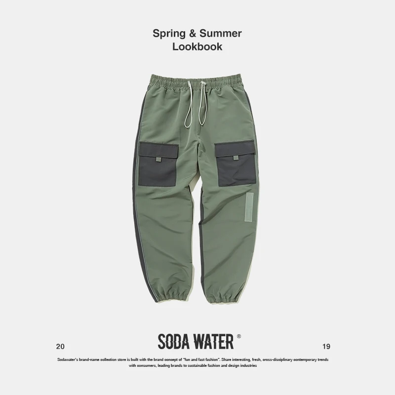 SODA WATER Men 2019 Hip Hop Casual Joggers Sweatpants Trousers Male Street Fashion Hip Hop Swag Patchwork Mens Track Pants 9342S