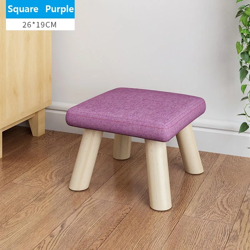 Модная детская мебель, табурет, Пуфики, деревянная ткань, дверной проем, Сменная обувь, маленький стул, столик, Детские табуреты - Цвет: Square purple