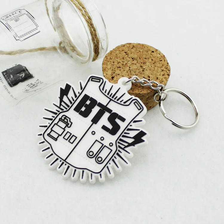 

SHUANGR New Arrival Fashion K-pop BTS Bangtan Boy Bulletproof Keychain Pendant Fashion Key Chain Chaveiro Key Ring For Men/Women