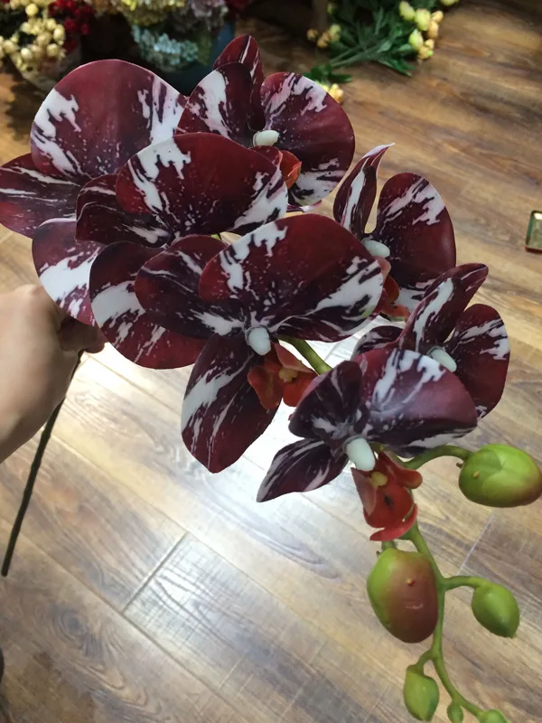 Новое поступление 3D 90 см искусственный цветок фаленопсис латексное покрытие Шелковый цветок Настоящее прикосновение орхидеи многоцветный Свадебный - Цвет: 1 pcs