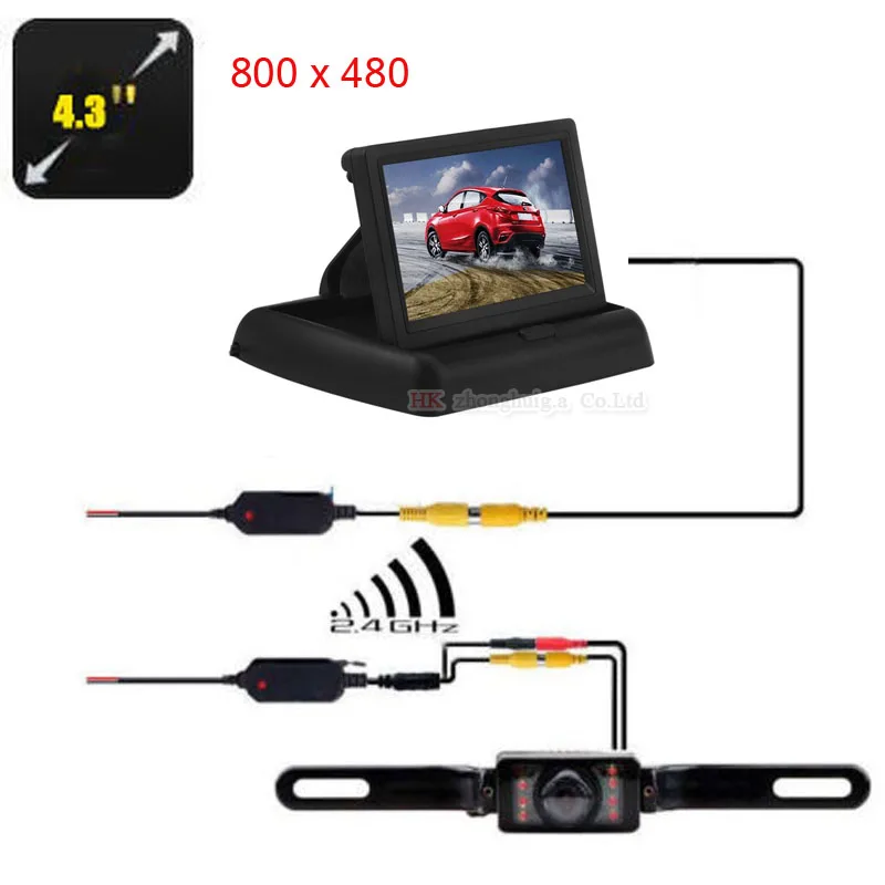 

4.3 Inch tft LCD Car Foldable NTSC PAL Monitor Display Parking System for Wireless Car Reverse Camera IR LED Night Vision Kit