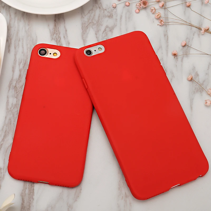 Luxury Red Case For iPhone X XR XS Max 5 5S SE 6 6S 7 8 Plus 11 Pro 2019 6.1In Soft TPU Silicone Ultra-thin Simple Back Cover |