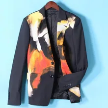 Осенне-весенний модный дизайнерский Мужской приталенный Блейзер с длинным рукавом и цветочным рисунком, повседневный мужской пиджак с воротником и принтом