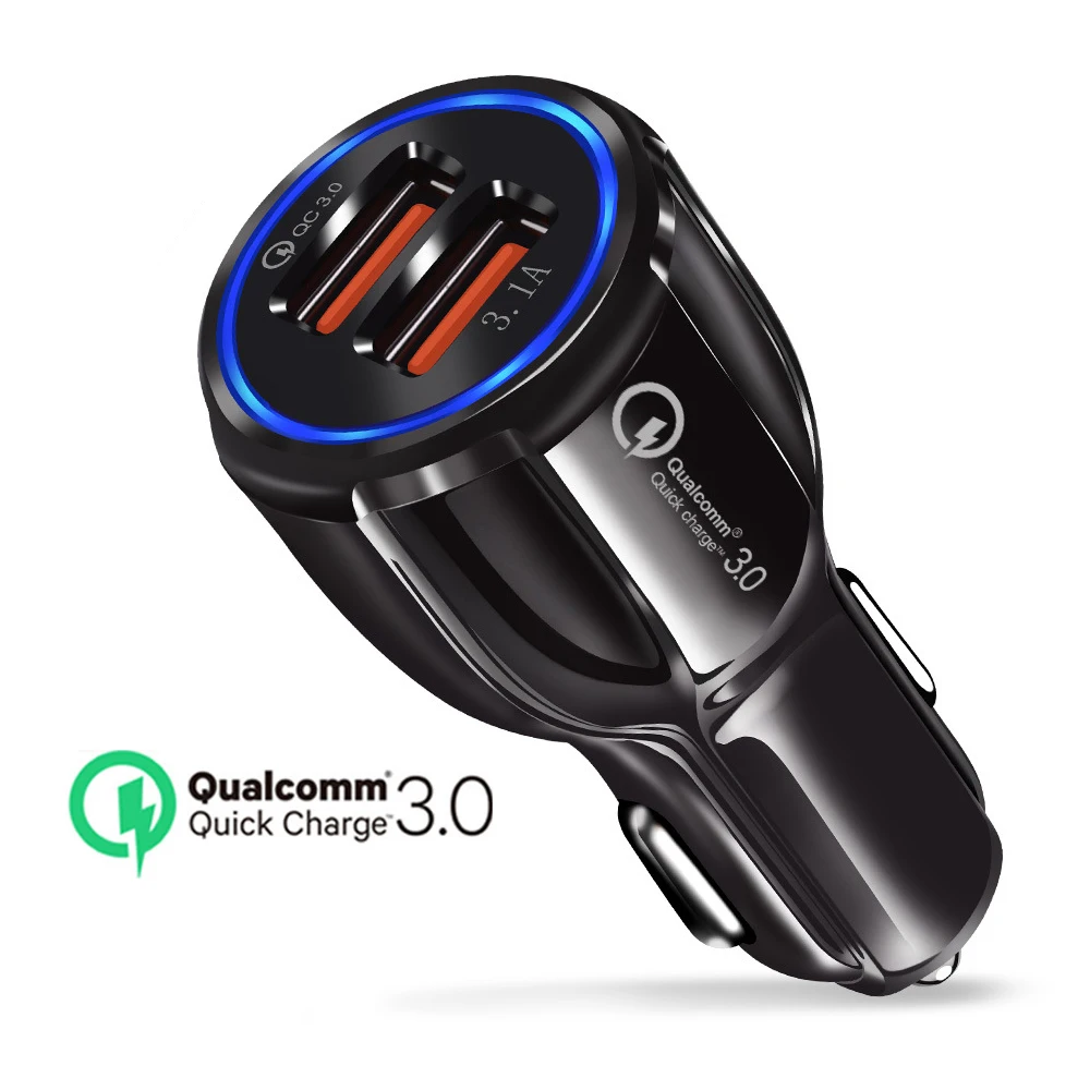 

Dual USB Car Charger 3.1A 2A Adapter Fast Charging For iPhone 7 Samsung S8 Smart Phone Quick Charge 3.0 Cell Phone Auto Charger