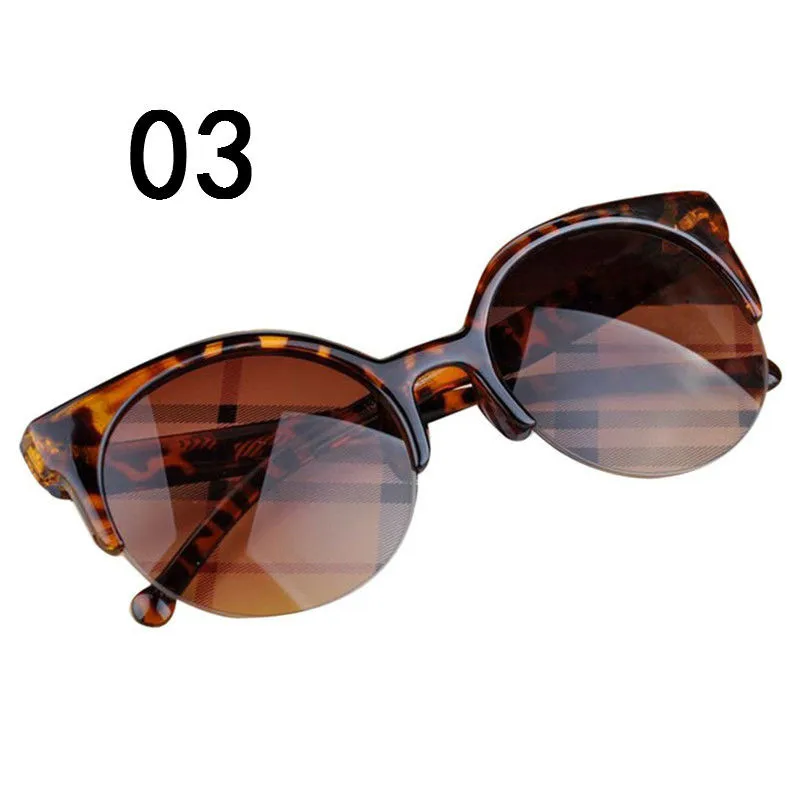 New Fashion Vintage Sunglasses Retro Cat Eye Semi-Rim Round Sunglasses for Men Women Sun Glasses Driver Goggles Accessories