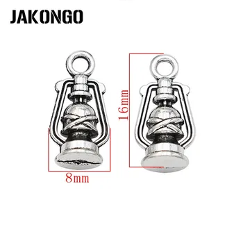 

30pcs Antique Silver Plated Kerosene Lamp Charms Pendants for Jewelry Making Bracelet DIY Handmade Craft 16X8mm