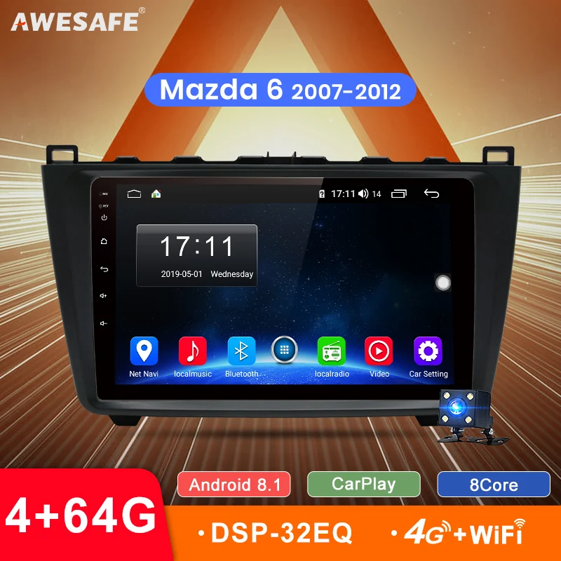 AWESAFE Android 8.1 2 Din 9'' CarPlay DSP Car radio Multimedia Video Player auto Stereo GPS MAP For Mazda 6 II Ultra 2007-2012 |