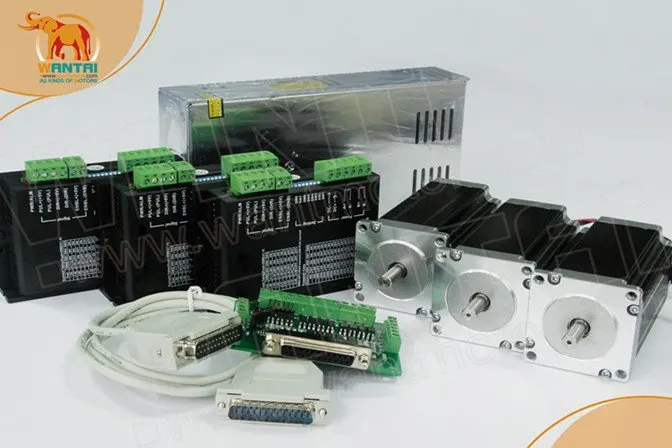 Комплект питания! CNC Wantai 3 осевой шаговый двигатель Nema 23 с двумя валами 57BYGH115 003B 425oz