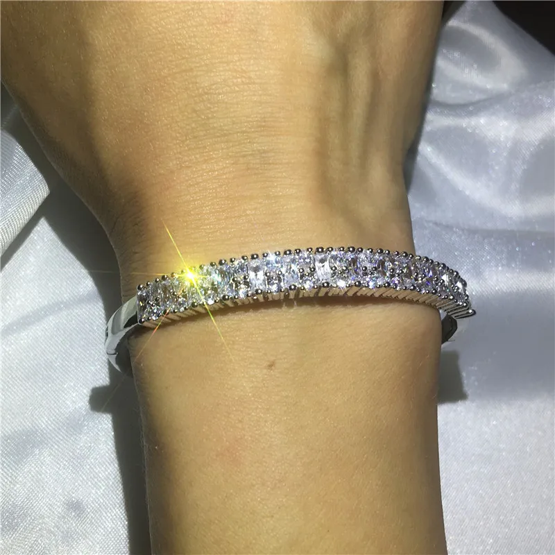 Choucong Свадебный модный браслет сверкающий 5A кубический цирконий белое золото заполненный обручальный браслет для женщин Свадебные аксессуары