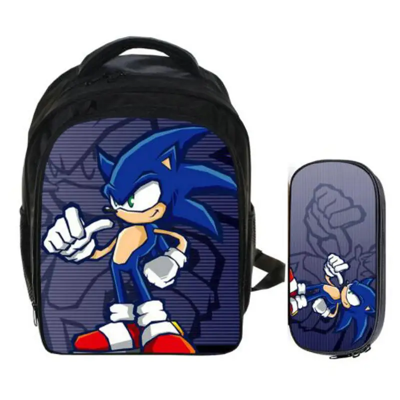 13 Inch Super Mario Bros Sonic Backpack Kids School Bags for Boys Schoolbag Baby Kindergarten Child Bags Pencil Bag Sets