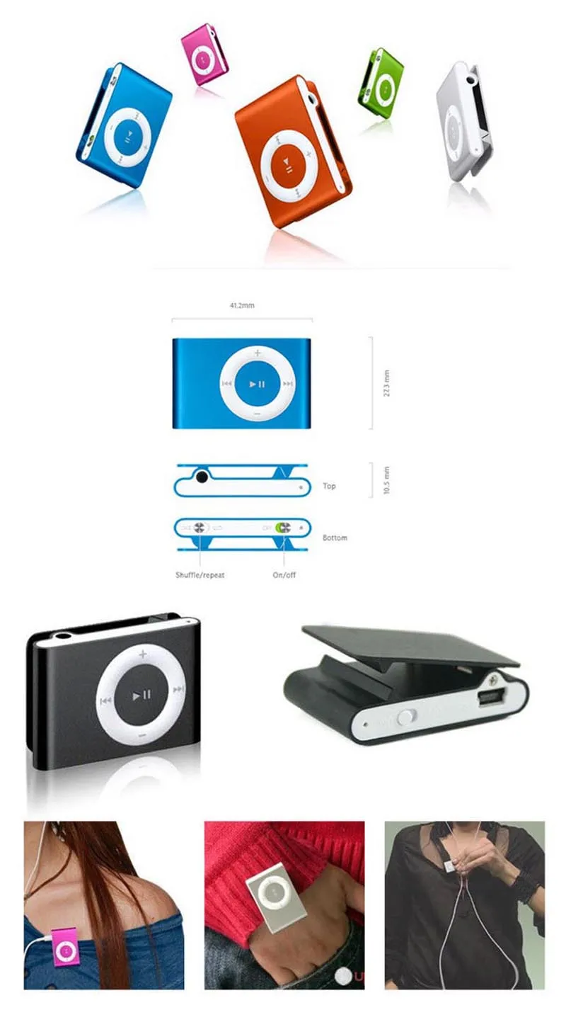8 шт. цветов 1 Гб Поддержка Micro SD TF мини зажим металлический USB MP3 музыкальный