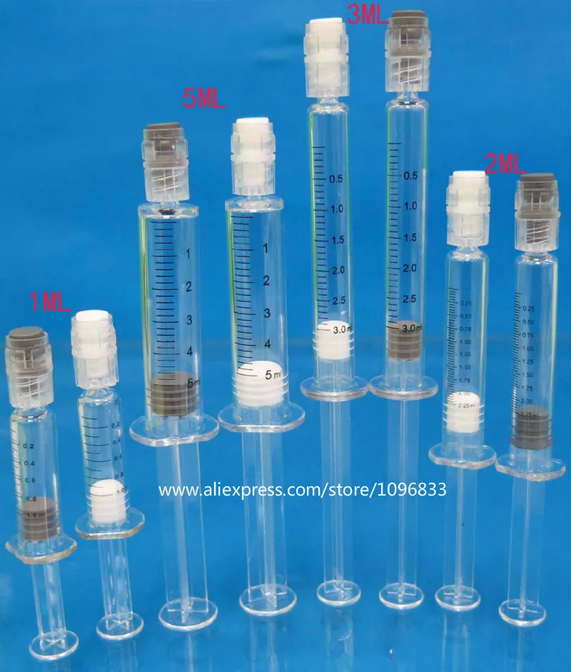 Seringa com Tubo Garrafa de Plástico de Embalagens de Cosméticos Recipiente de Embalagem Vazio Stoste Graduado Escala Garrafa Líquido Essência 1 ml 5 1 ML Vazio Stoste Seringa com Tubo