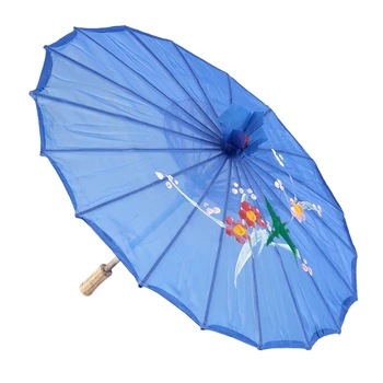 

Plum Blossom Pattern Bamboo Foldable Dancing Umbrella Navy blue