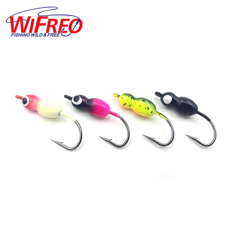 

12PCS New shelves 25mm/2.5g 4 Colors Lead Jig Barbed Ice Fishing Hook Fishing Lure Soft Worm Hooks
