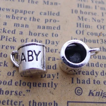

120pcs Charm baby cup pendants 18*18mm antique silver Handmade children day Jewelry Making earrings bracelet necklace DIY